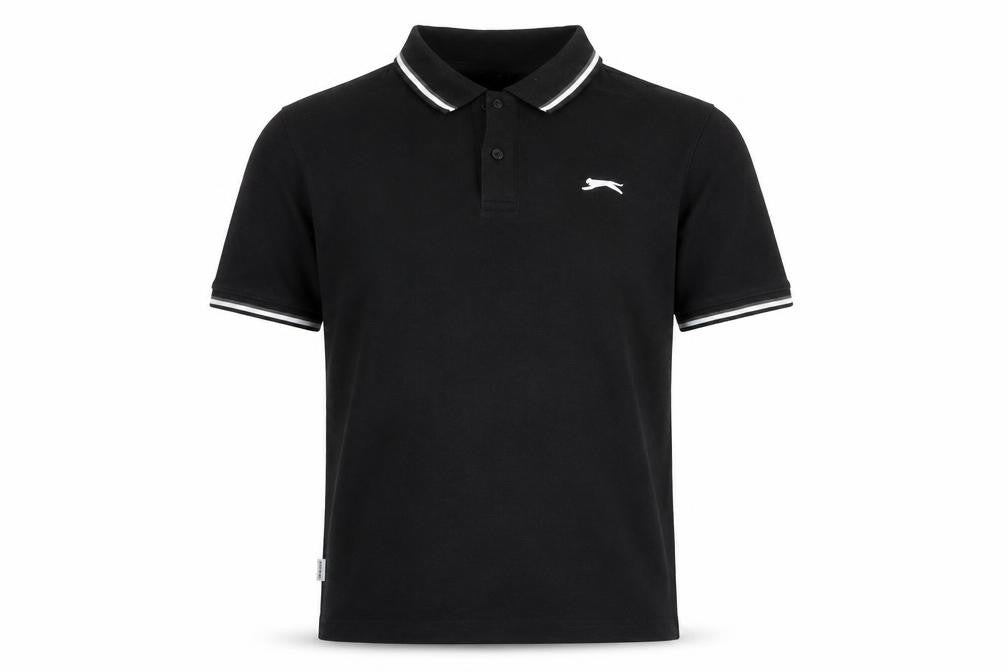 Slazenger Men's Black Polo Shirt L Solid Classic
