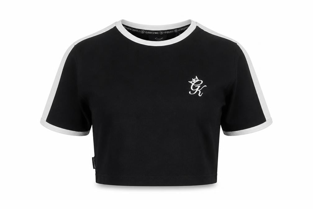 Gym King Women's Black Cropped T-Shirt Size 6