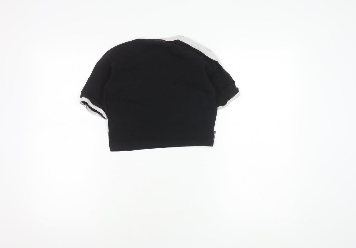 Gym King Women's Black Cropped T-Shirt Size 6