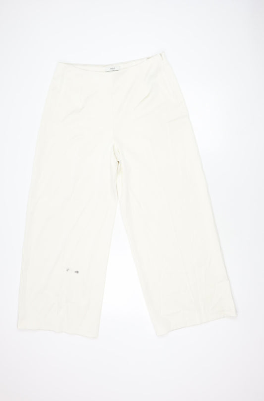 Marks and Spencer Ivory Straight Trousers Size 14 Women