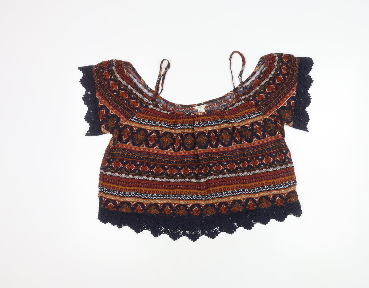 Forever 21 Women's Multicoloured Cropped Blouse L