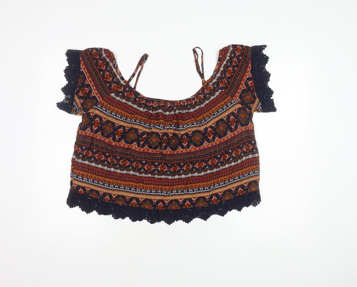 Forever 21 Women's Multicoloured Cropped Blouse L