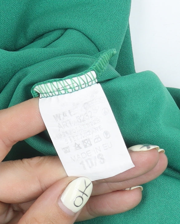 walG Women's Green Sheath Dress Size 10 Ruffle Sleeve