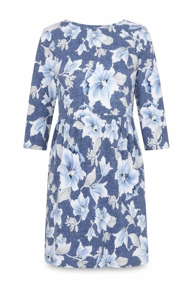 Roman Women's Blue Floral Dress Size 16 with Stretch