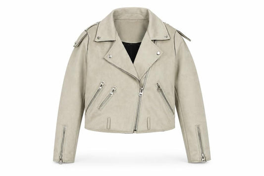Details Basic Women's Grey Biker Jacket Size R