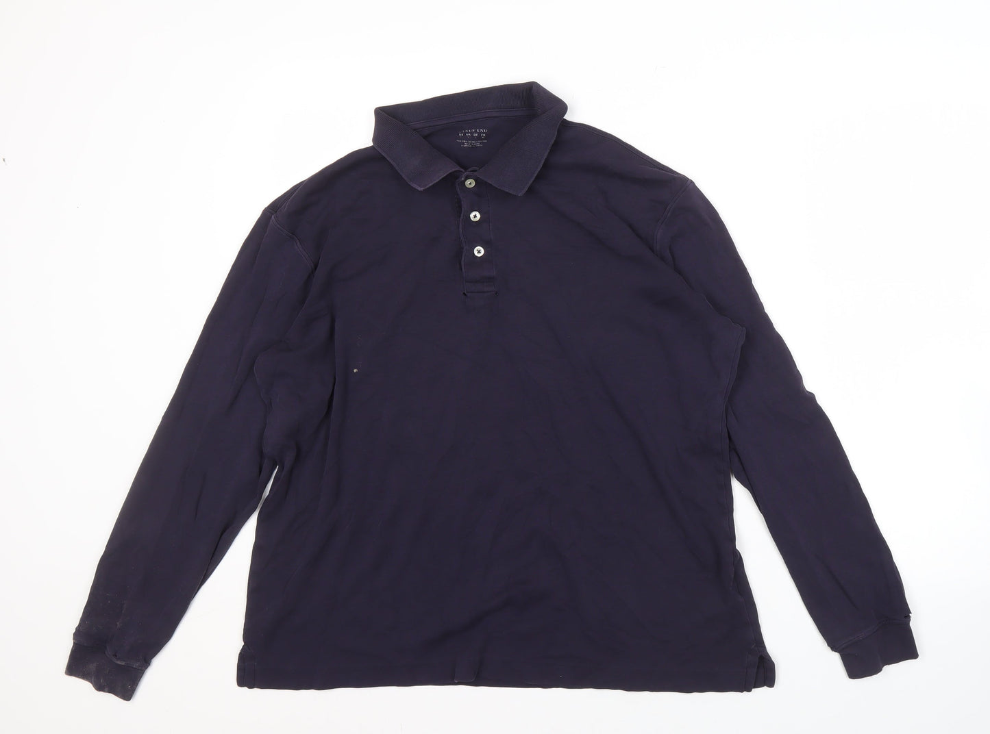 Lands' End Men's XL Long Sleeve Blue Polo