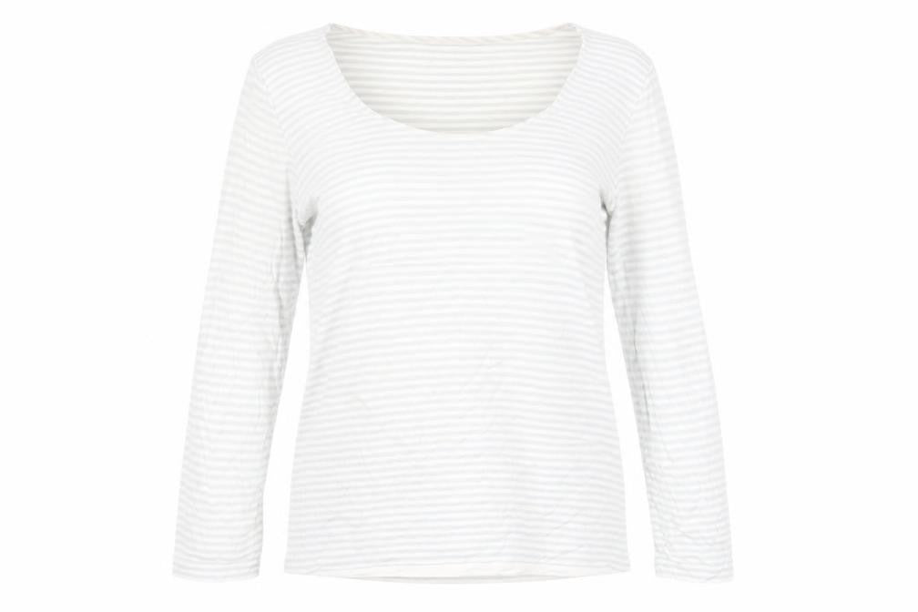 Hobbs Women's White Striped Long Sleeve Top M