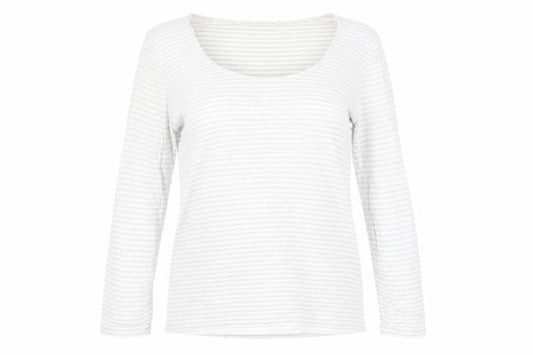 Hobbs Women's White Striped Long Sleeve Top M
