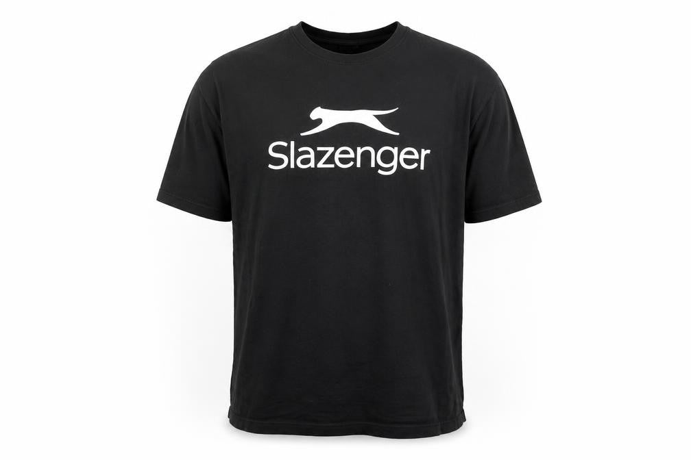 Slazenger Men's Black T-Shirt Medium Crew Neck Logo