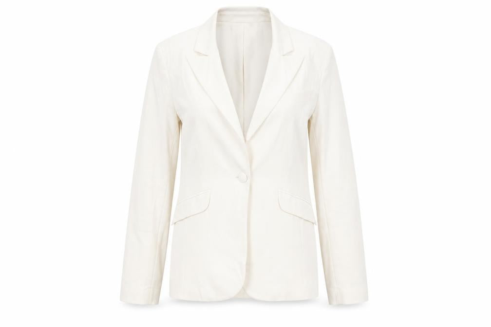 Warehouse Women White Blazer Size 10 Regular Notch