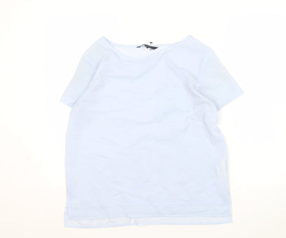 Additional front view of French Connection Women's Blue Boat Neck T-Shirt M