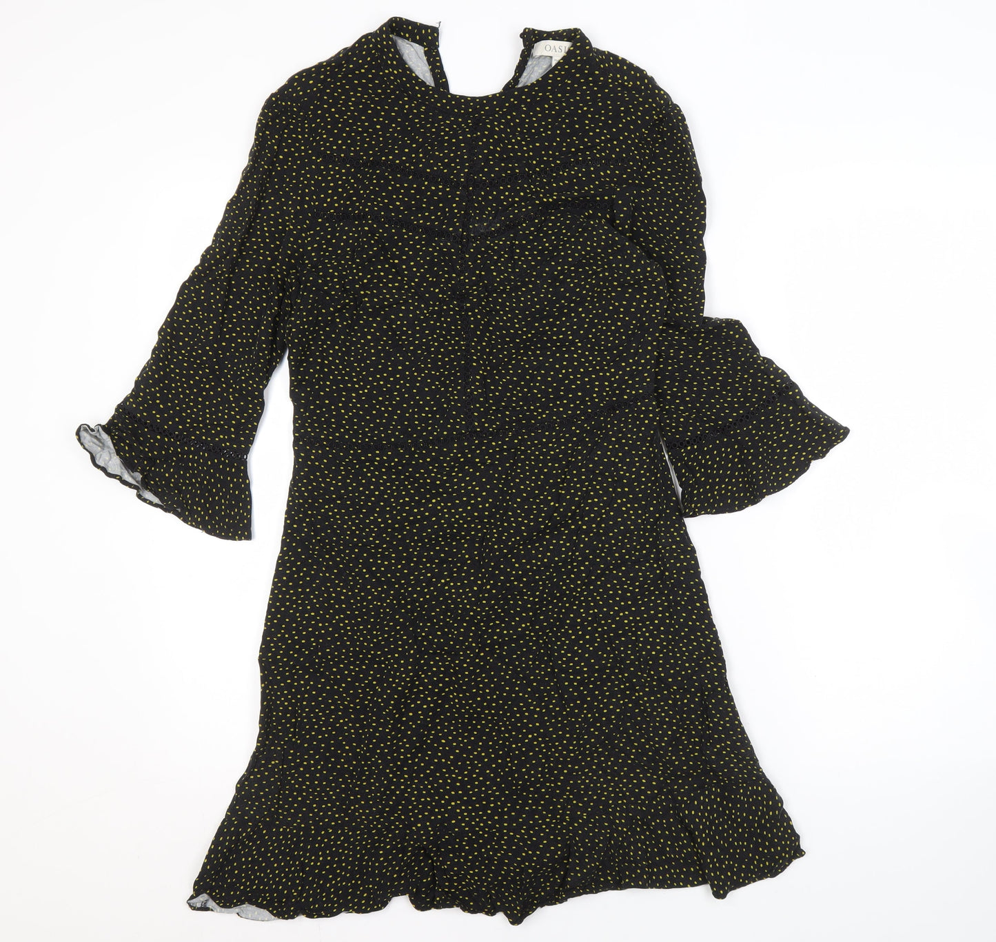 Oasis Women's Black Polka Dot Fit & Flare Dress - Size 8