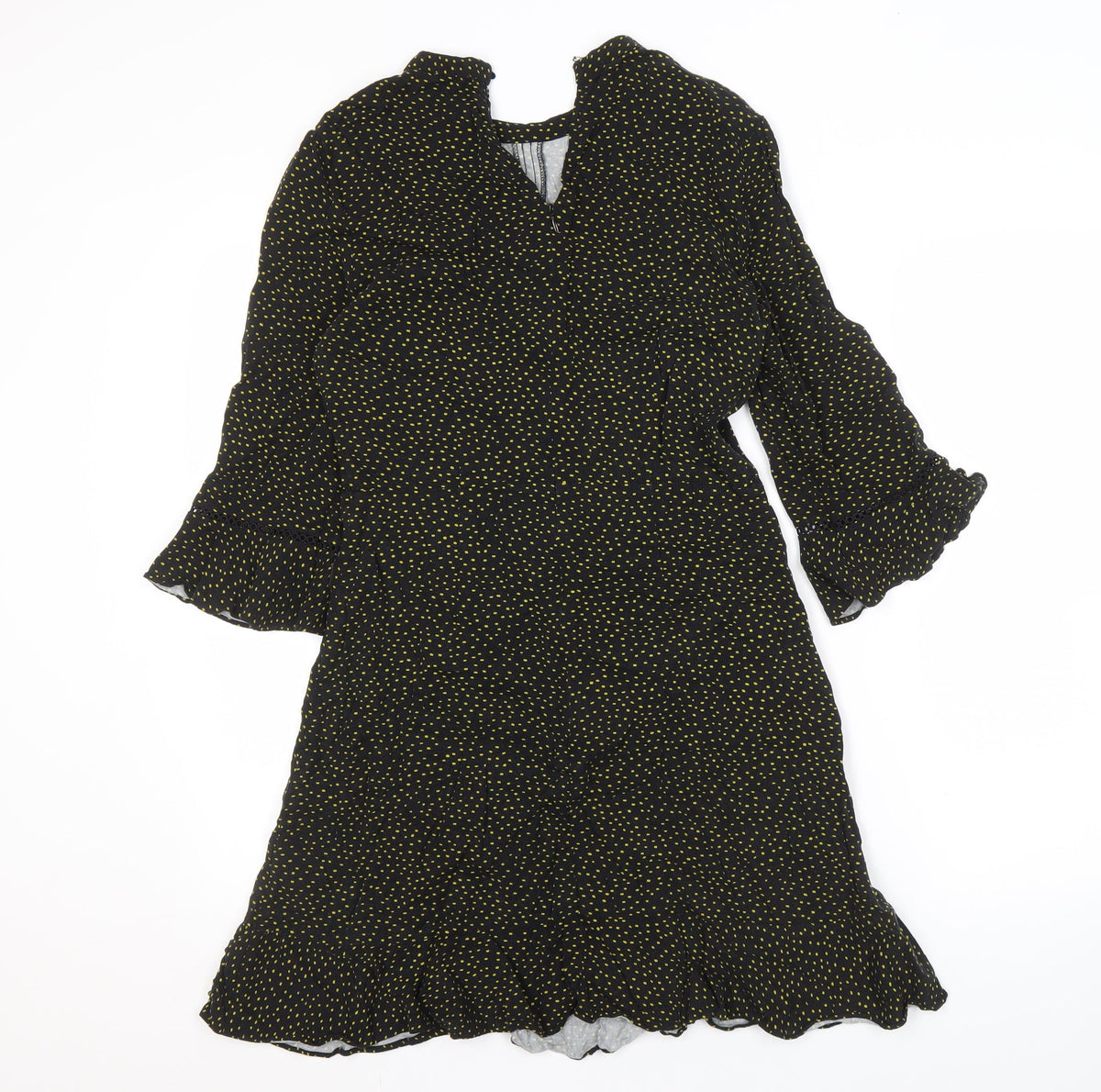 Oasis Women's Black Polka Dot Fit & Flare Dress - Size 8