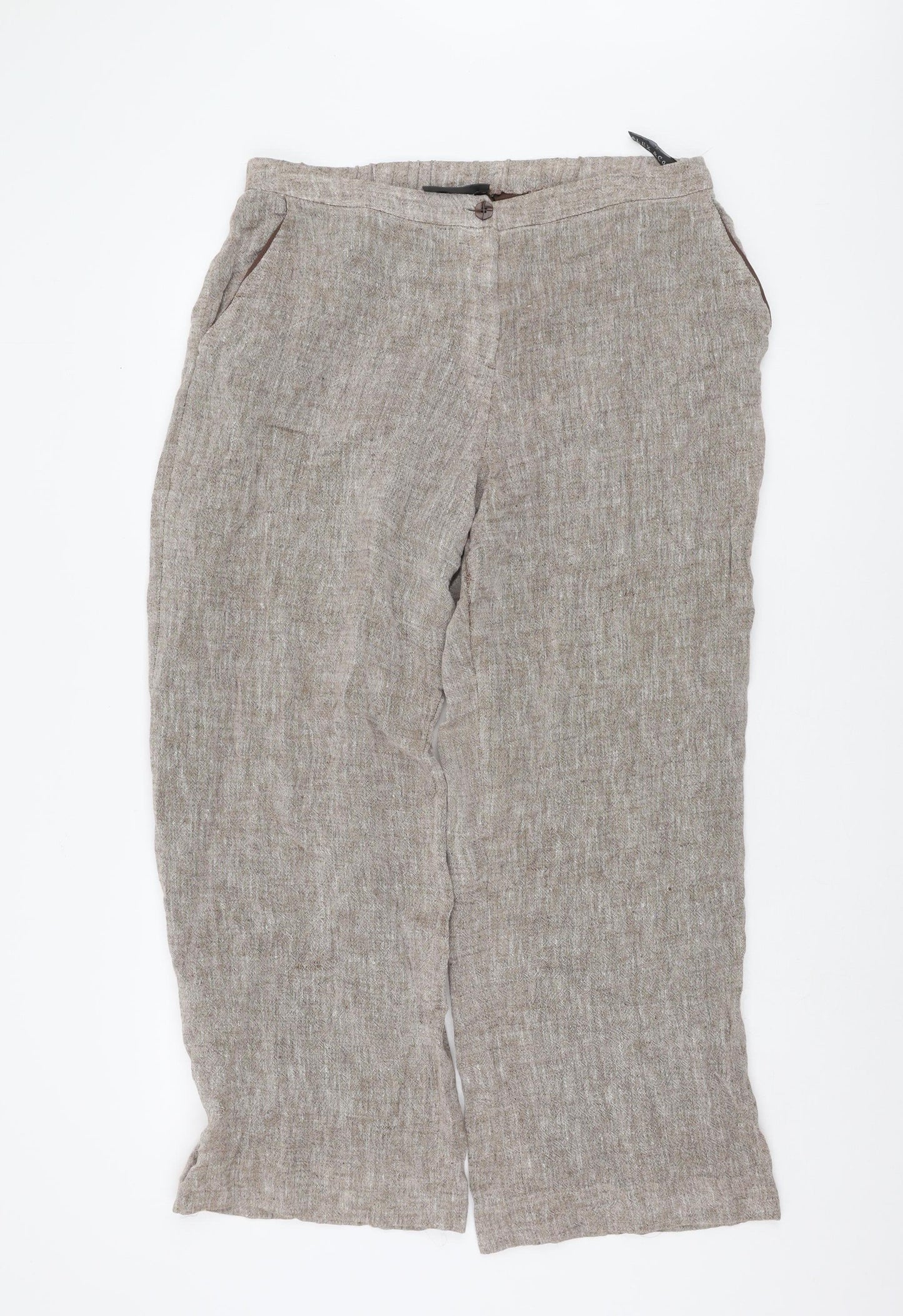 Alex & Co. Women's Brown Linen Trousers, Size 16