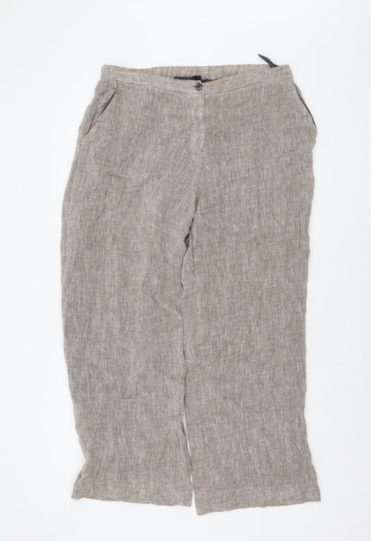 Alex & Co. Women's Brown Linen Trousers, Size 16