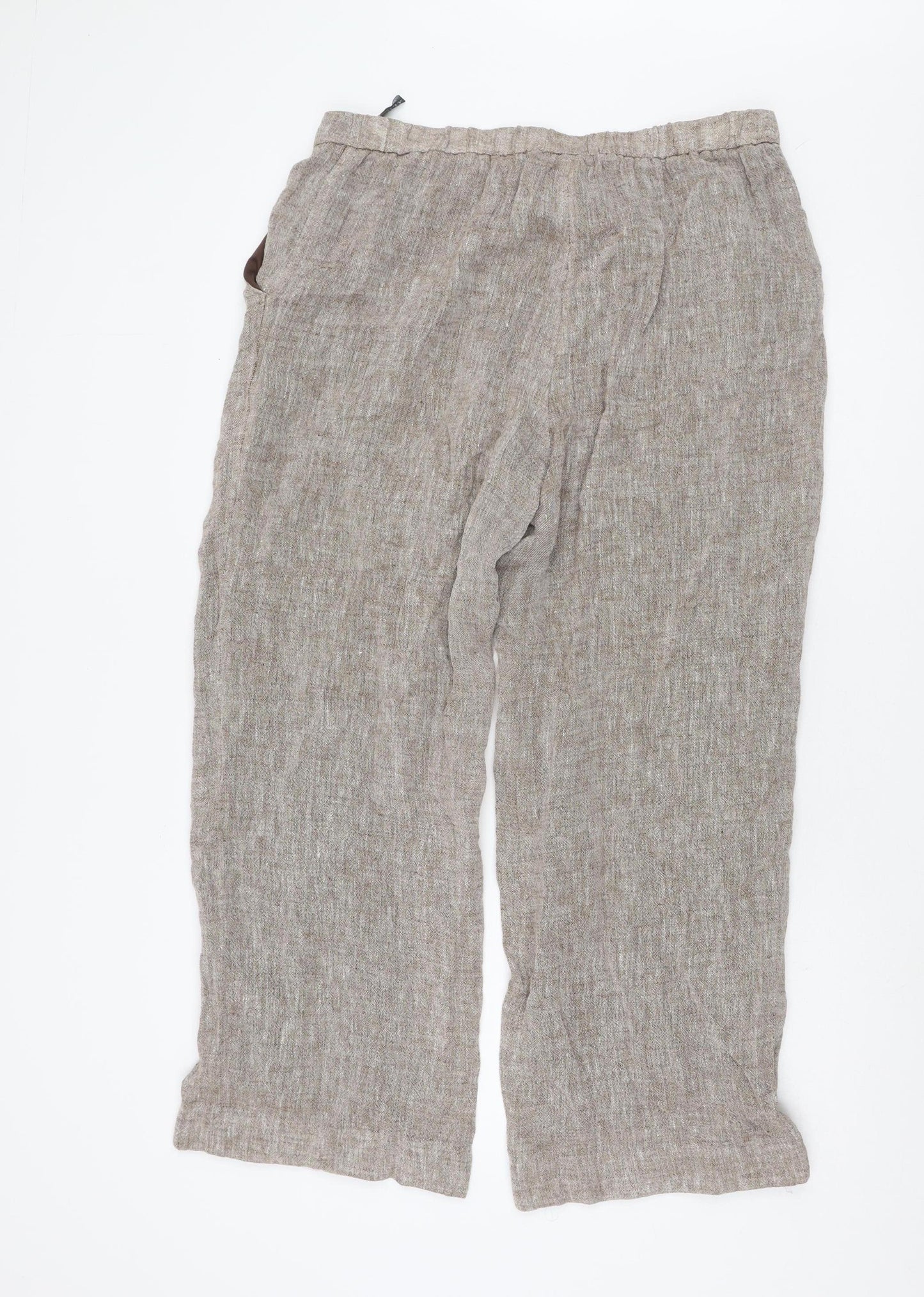 Alex & Co. Women's Brown Linen Trousers, Size 16