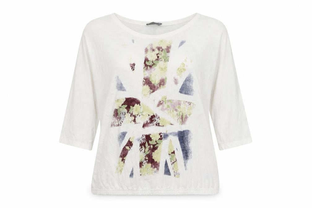 South Women's White T-Shirt Size 16 3/4 Sleeve Cotton