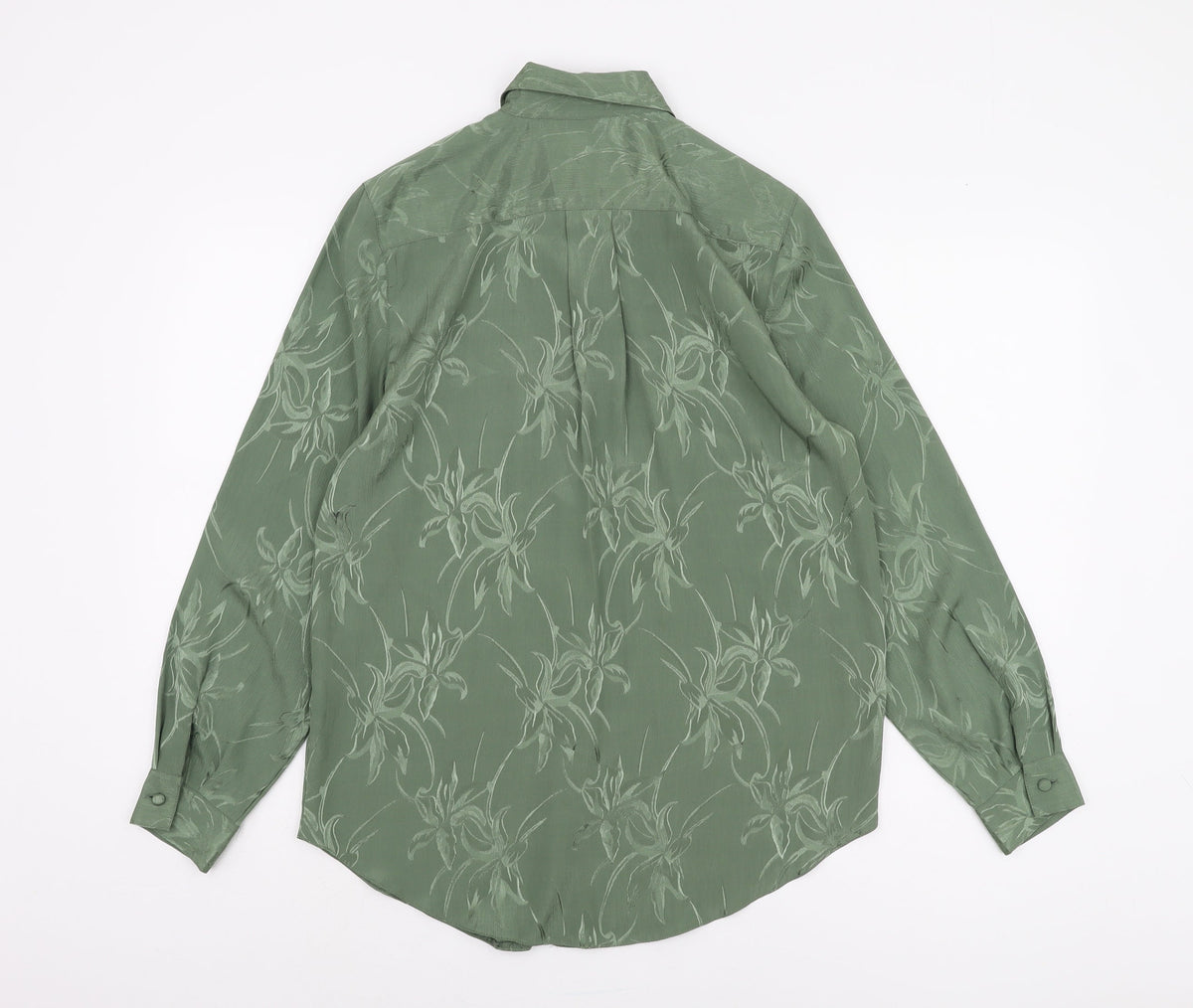 Canda Women's Green Floral Button-Up Shirt Size 10