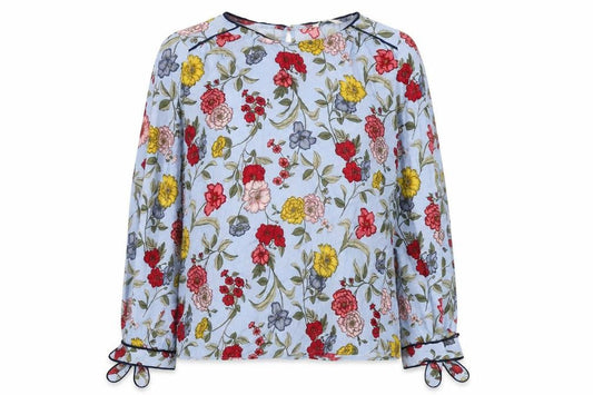 Next Women's Blue Floral Blouse Long Sleeve Size 10