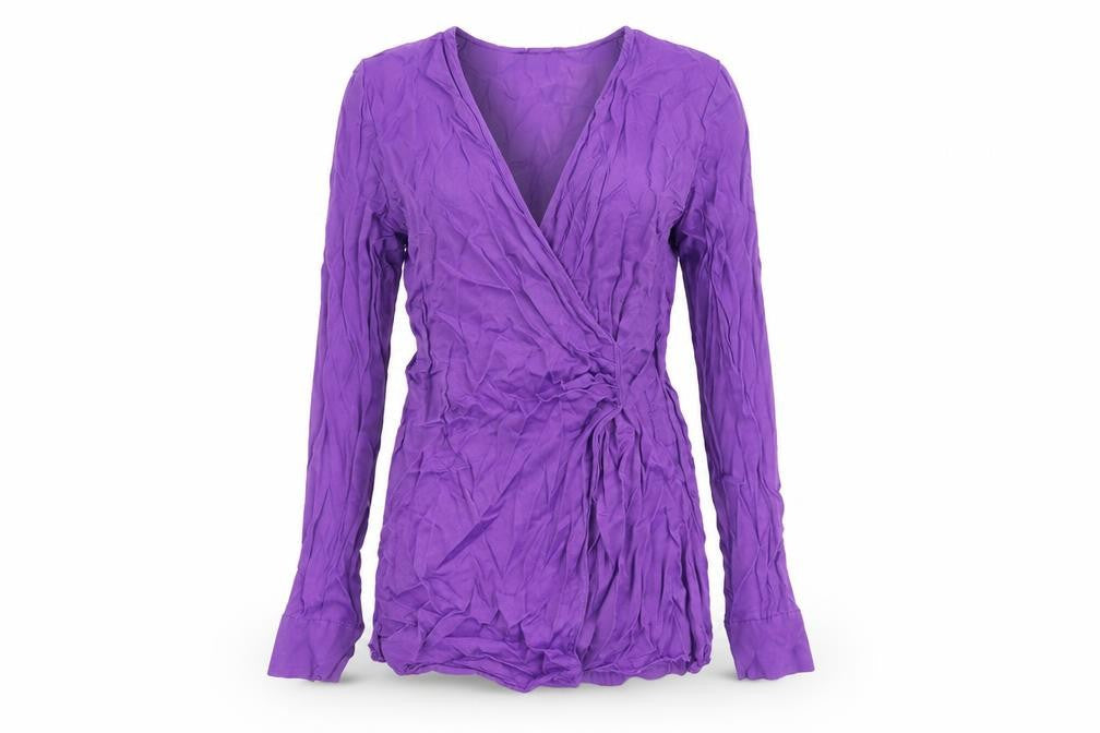 Bershka Women's Purple Wrap Long-Sleeve Top