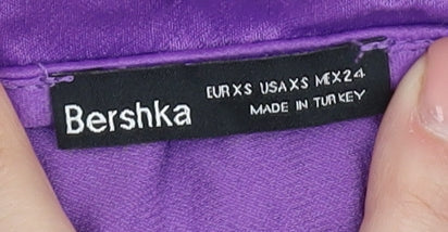 Bershka Women's Purple Wrap Long-Sleeve Top