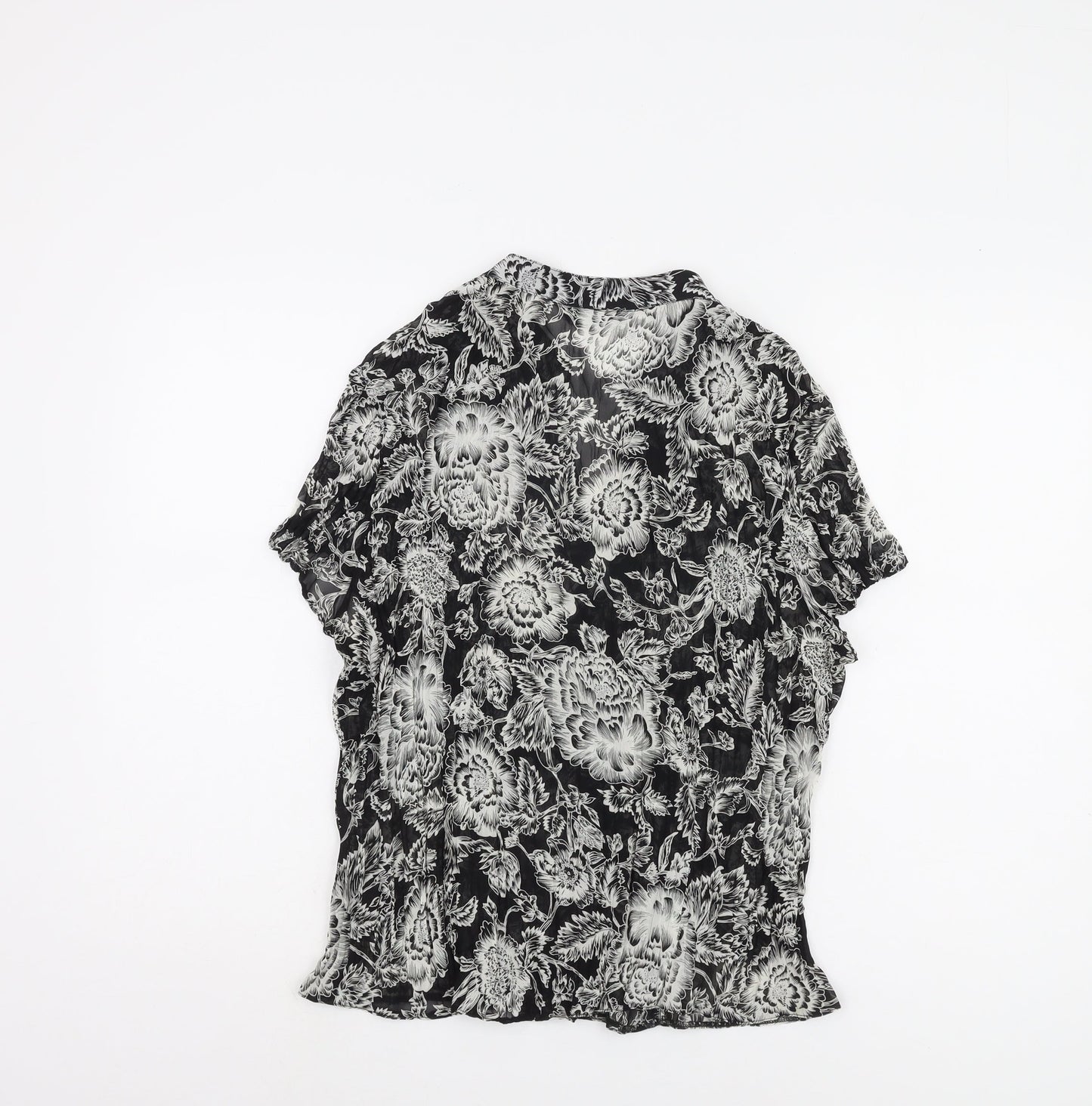 BHS Women's Black Floral Blouse - Size 18