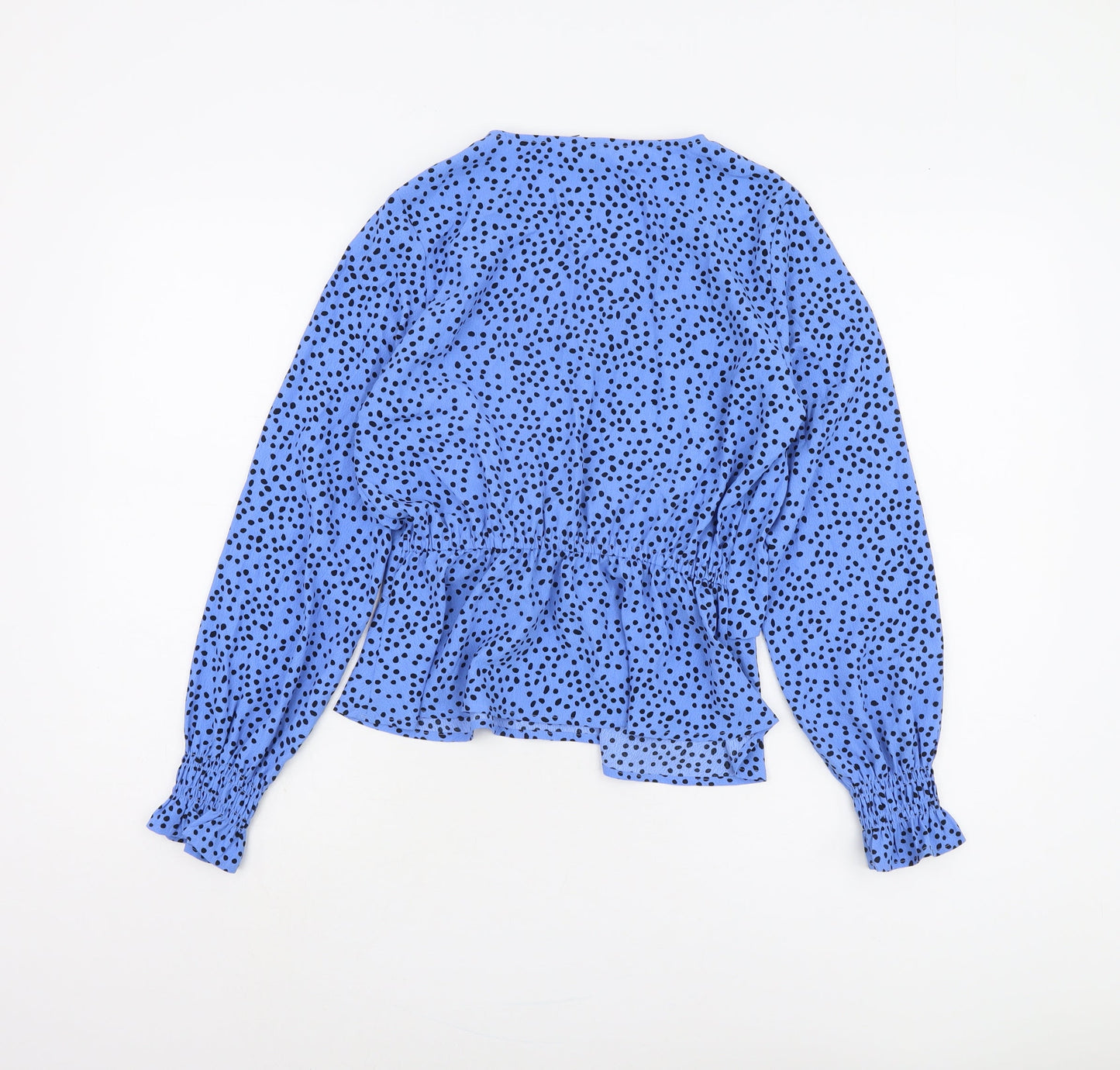 H&M Women’s Blue Polka Dot Wrap Blouse Size 6
