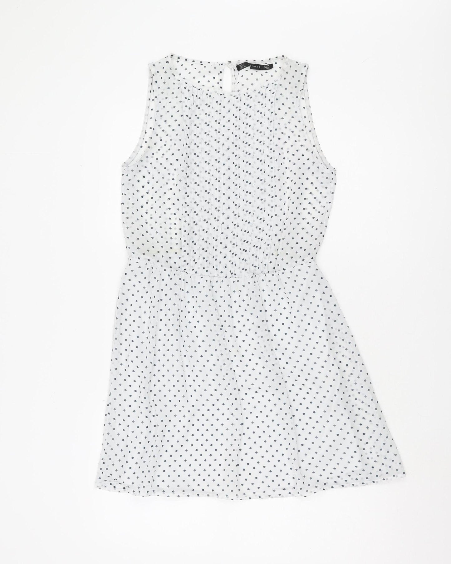 Zara Women's White Polka Dot Sleeveless Dress