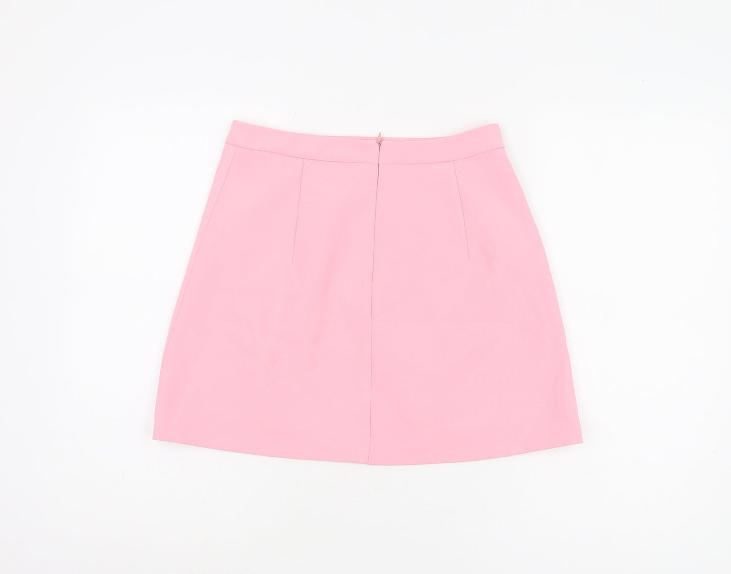 Zara Women Pink Straight Pencil Skirt, S, Zip Accents