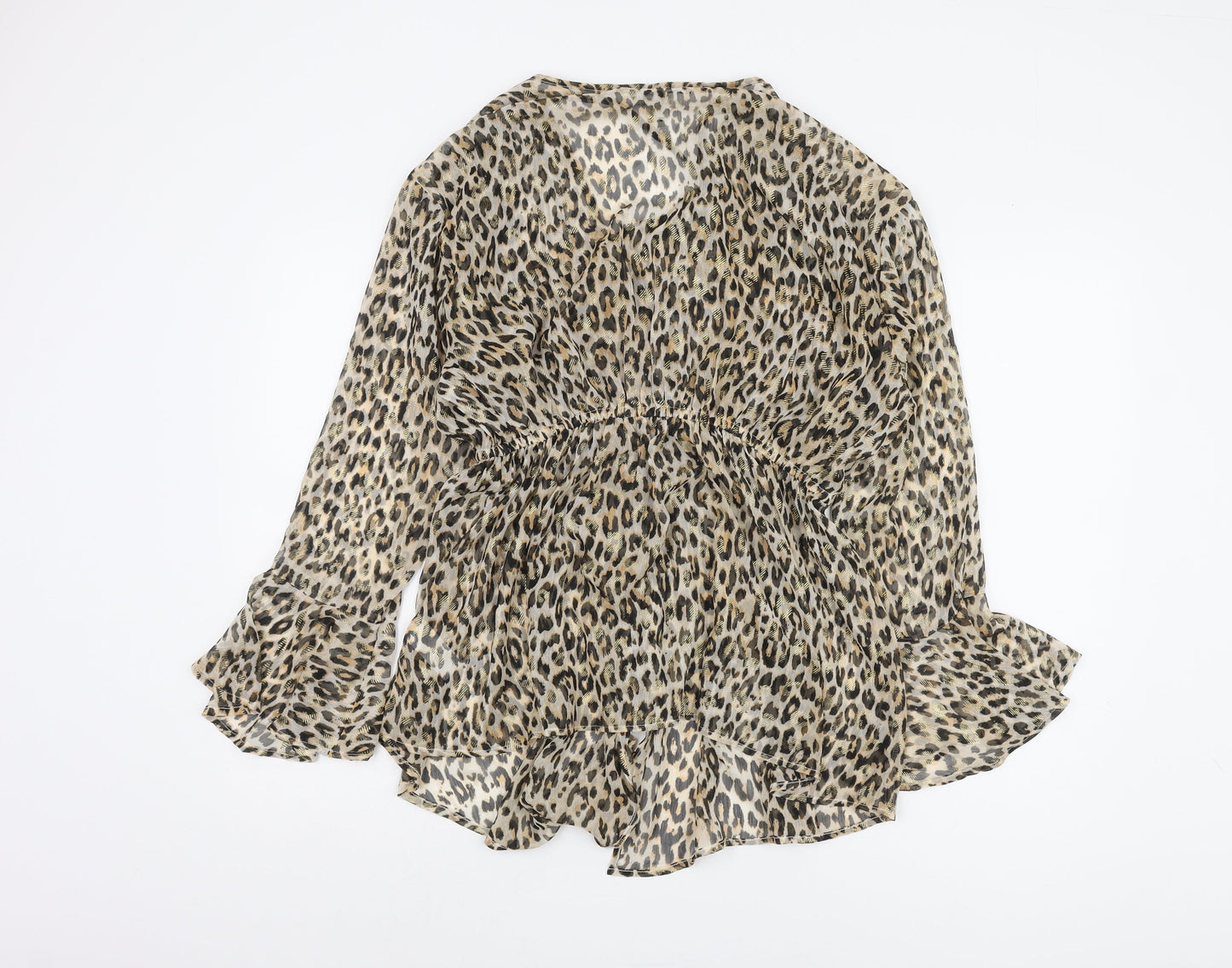 River Island Women's Beige Leopard Wrap Blouse