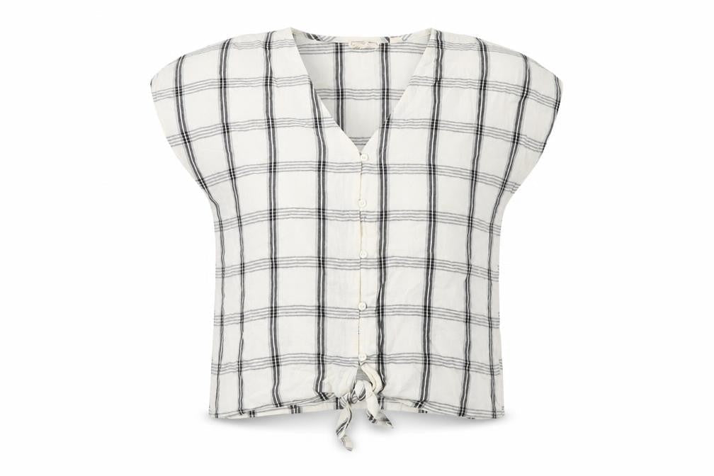 Fat Face Women's White Check Blouse - Size 12