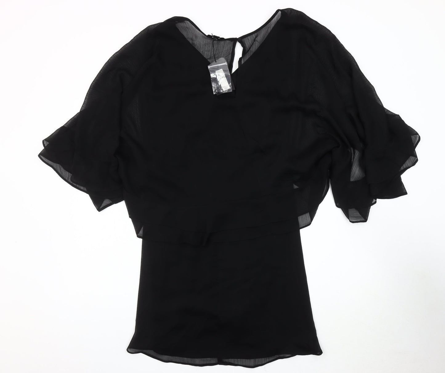 River Island Women Black Chiffon Dress Size 14