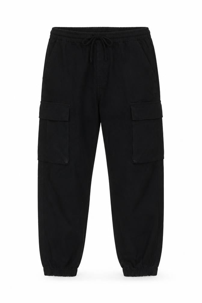 PAZ Italia Men's Black Slim Cargo Trousers, Size 48