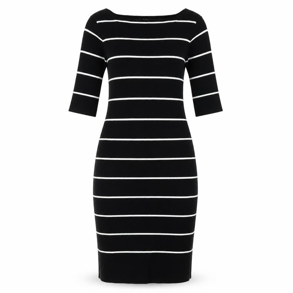 Voulez Vous Women's Black Striped Sheath Dress S