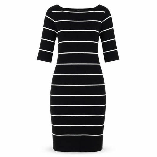 Voulez Vous Women's Black Striped Sheath Dress S