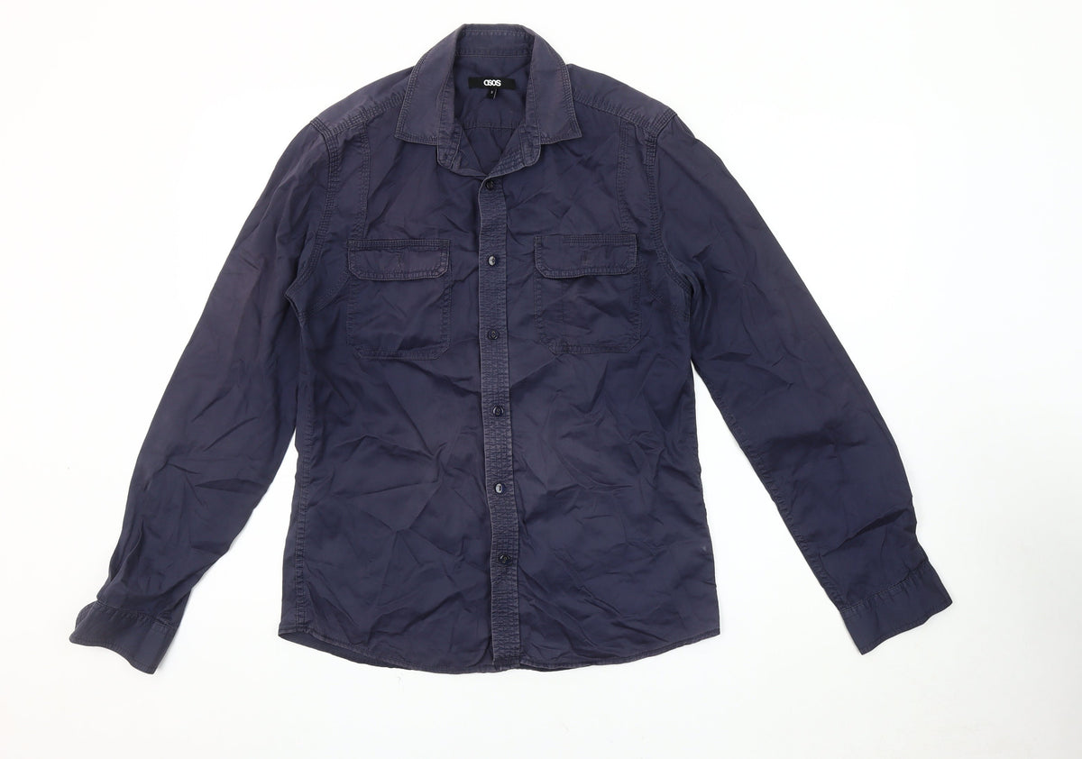 ASOS Men's Blue Button-Up Shirt Long Sleeve Size S