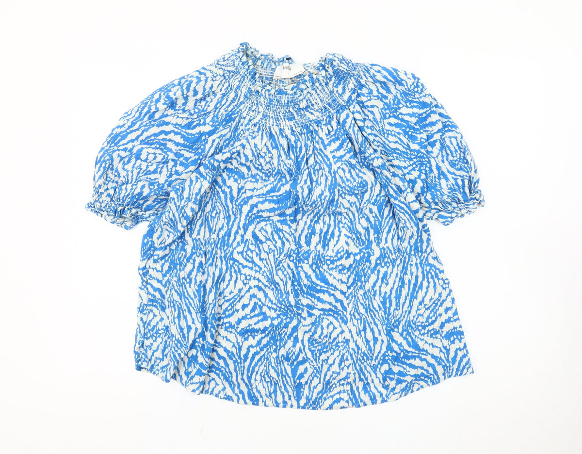 Marks & Spencer Women’s Blue 10 Animal Print Top