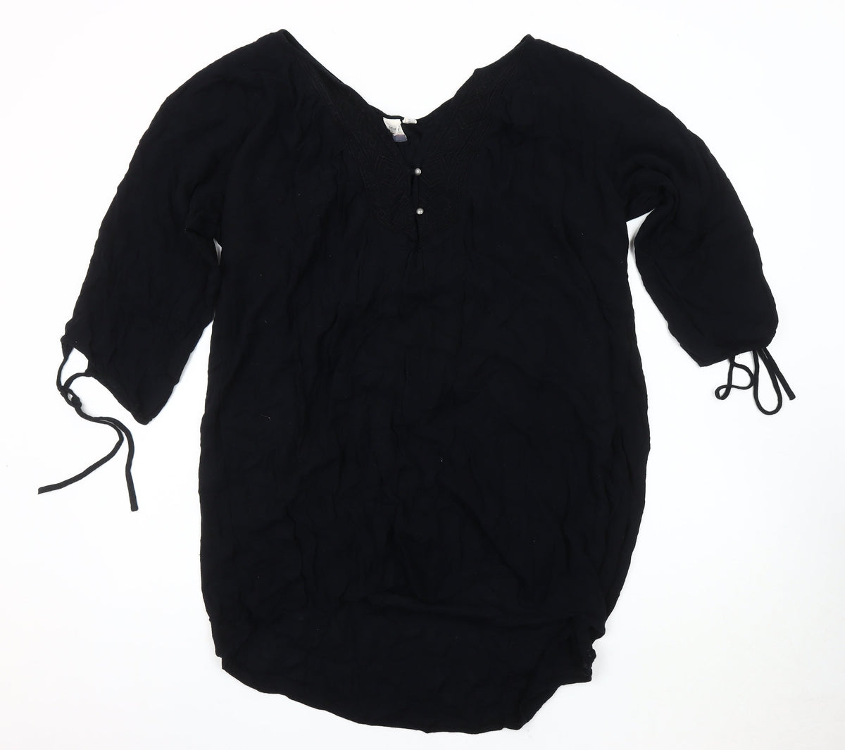 Roxy Women's Black 3/4 Sleeve Blouse in M