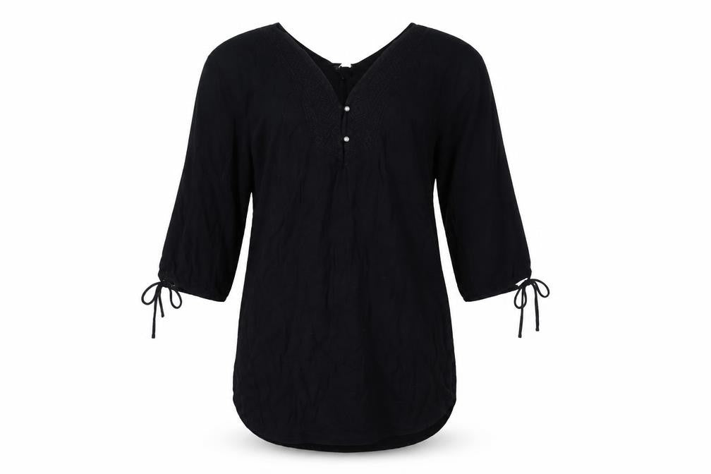 Roxy Women's Black 3/4 Sleeve Blouse in M