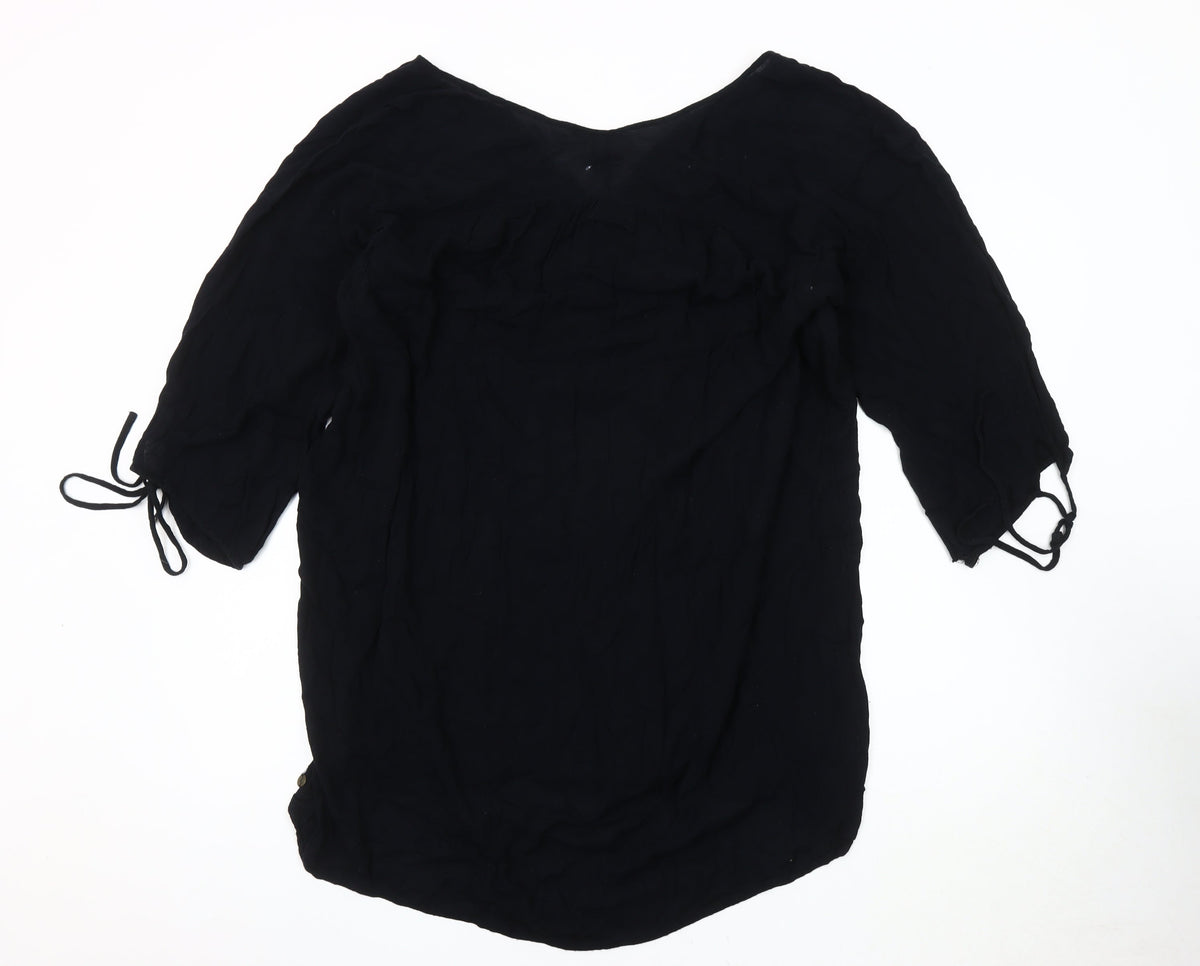 Roxy Women's Black 3/4 Sleeve Blouse in M