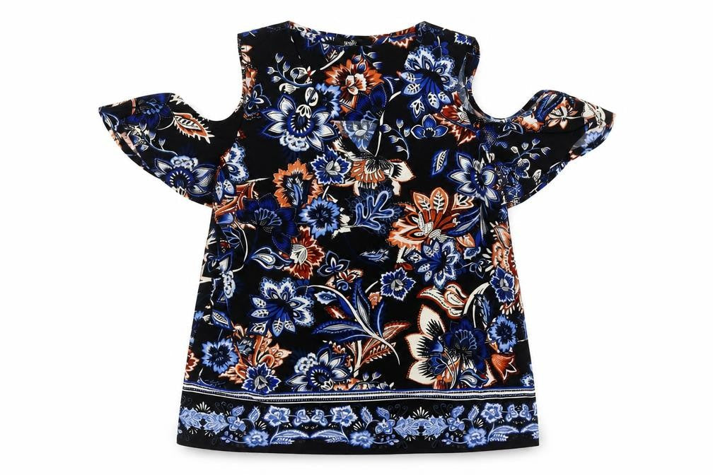 Wallis Women's Black Floral Cold Shoulder Blouse Size 12