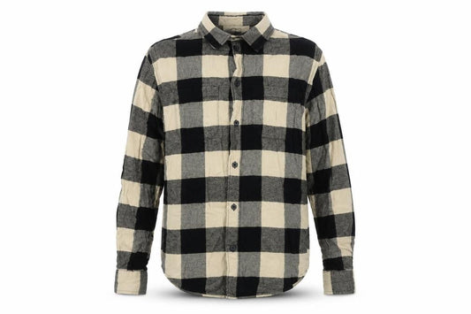 H&M Men XS Black Beige Check Cotton Shirt