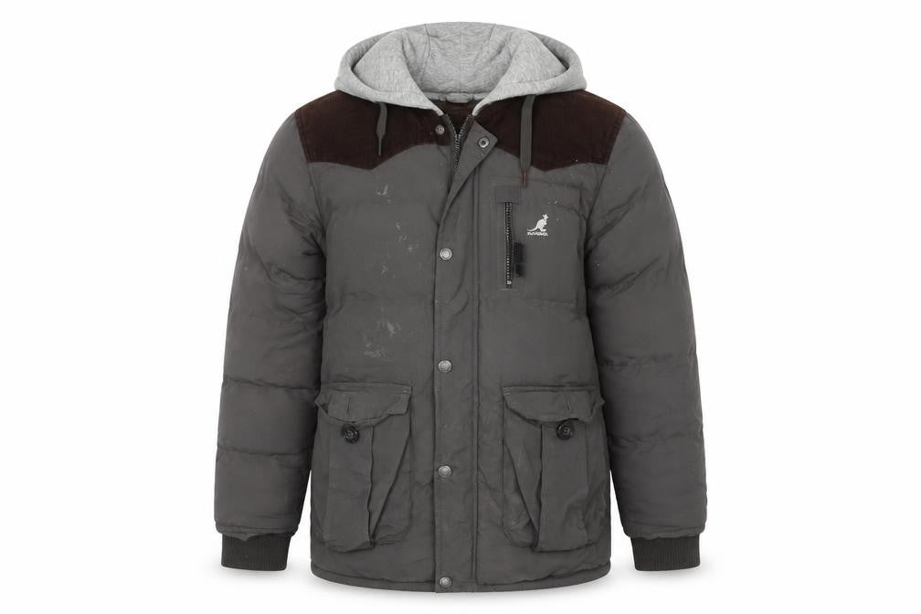Kangol Men's Grey Puffer Jacket Size S Hoodie Casual