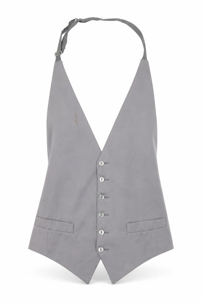 Moss Bros Men's Grey Suit Waistcoat - S