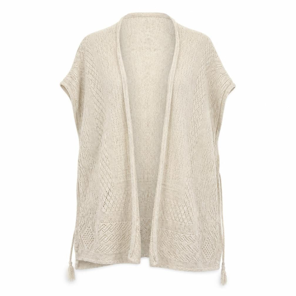 Fat Face Women's Beige Cape Jumper M Open-Knit Cotton