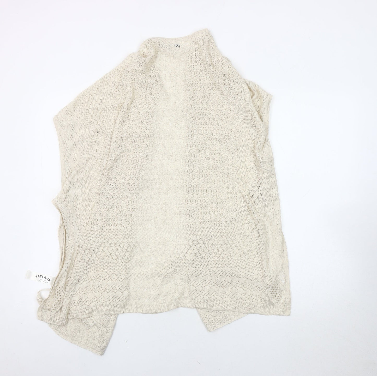 Fat Face Women's Beige Cape Jumper M Open-Knit Cotton