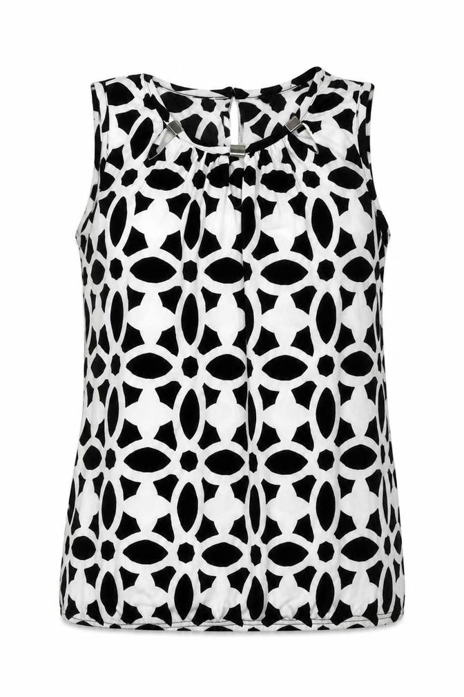 Klass Women's Black/White Geometric Blouse M