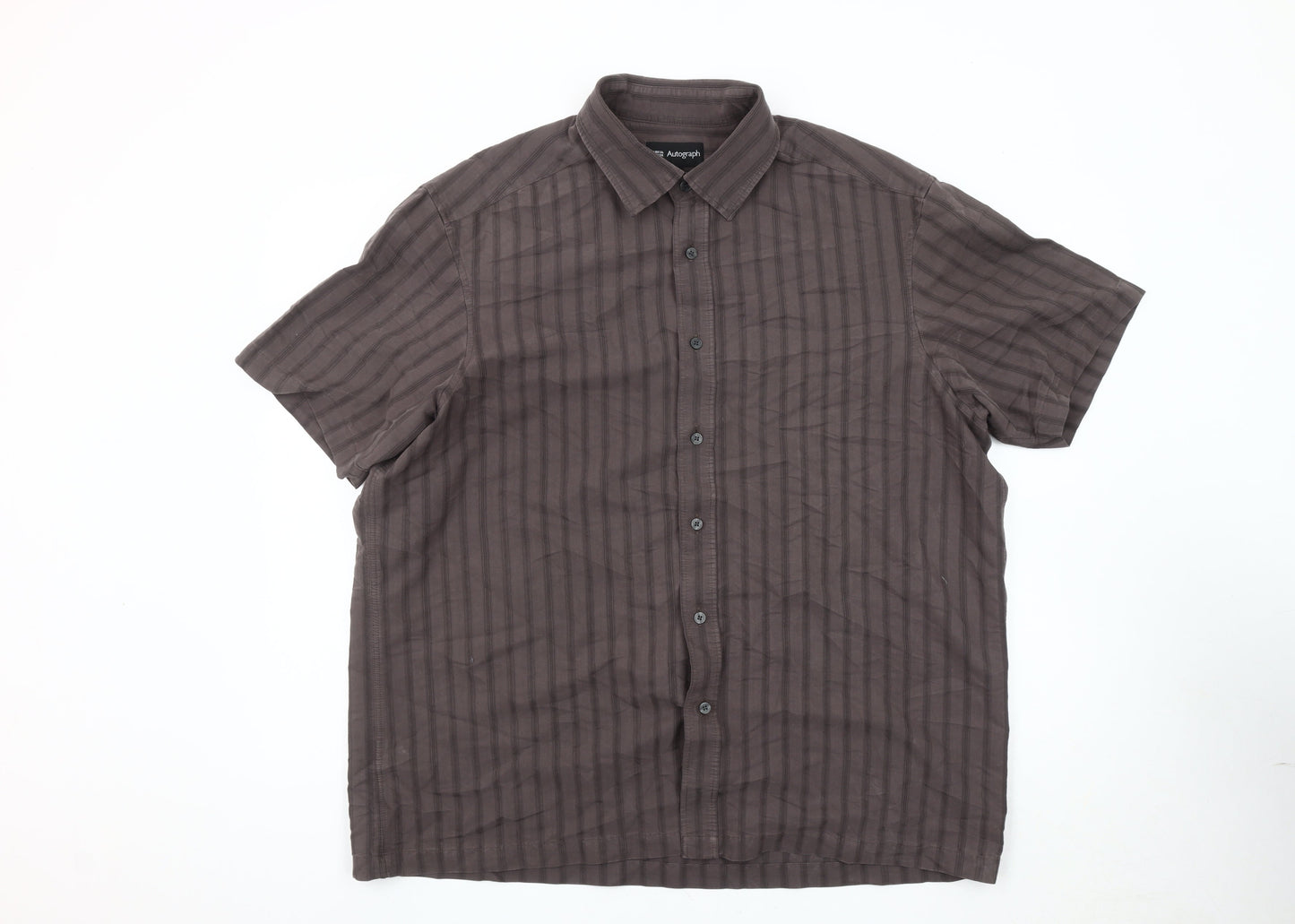 Marks & Spencer Men's Grey XL Striped Button-Up Shirt