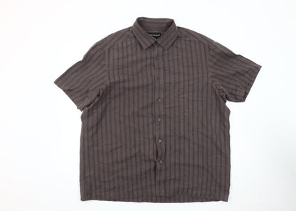 Marks & Spencer Men's Grey XL Striped Button-Up Shirt