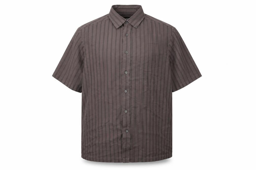 Marks & Spencer Men's Grey XL Striped Button-Up Shirt
